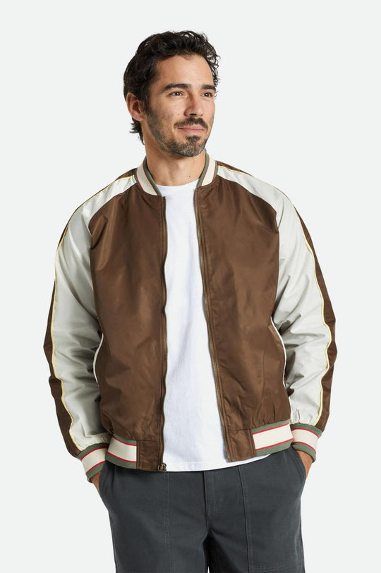 
       Brixton Dillinger Souvenir Bomber Jacket - Dark Earth/Whitecap/Olive Surplus
     