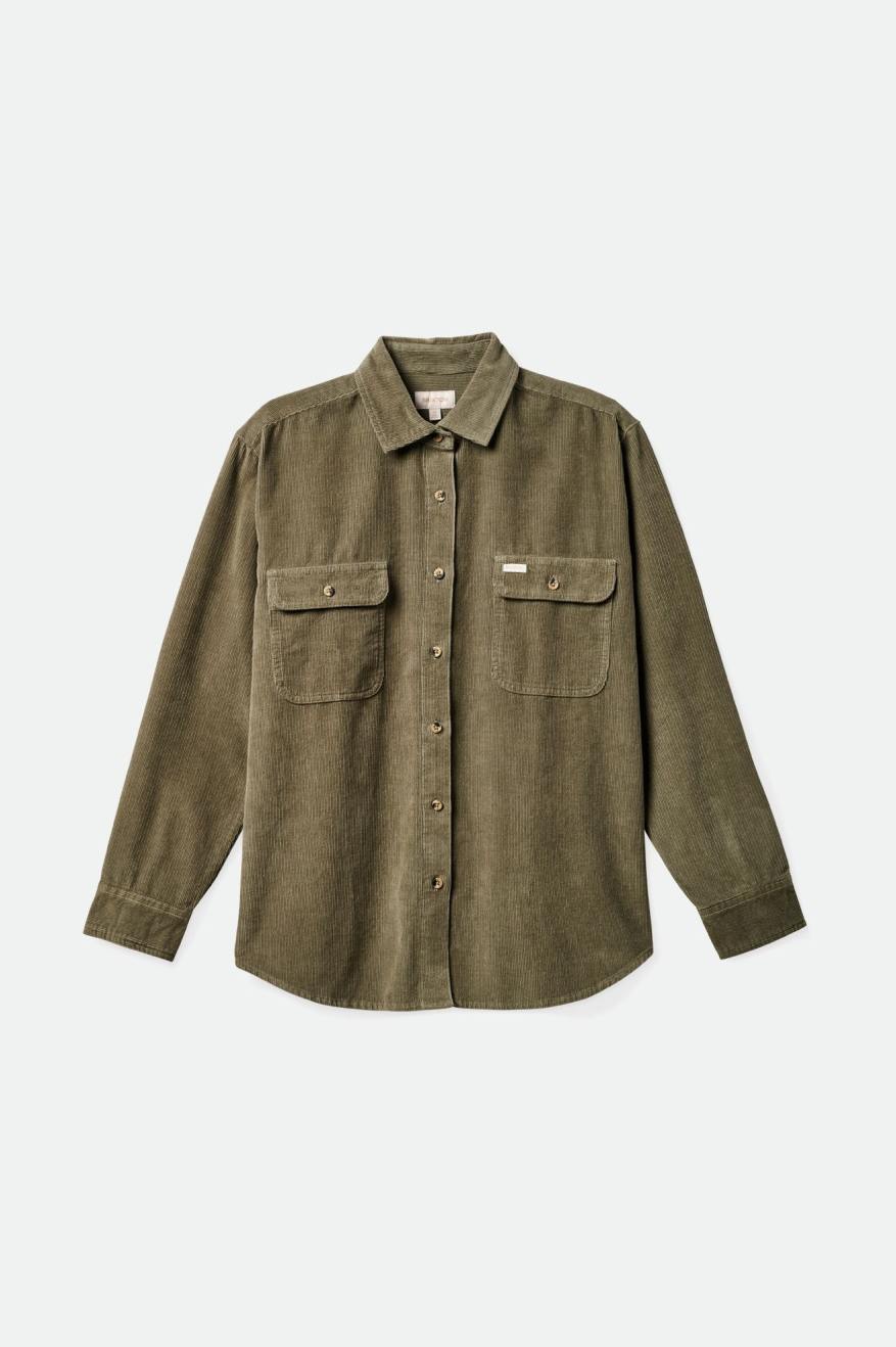 
       Brixton Bowery Boyfriend Corduroy L/S Overshirt - Olive Surplus
     