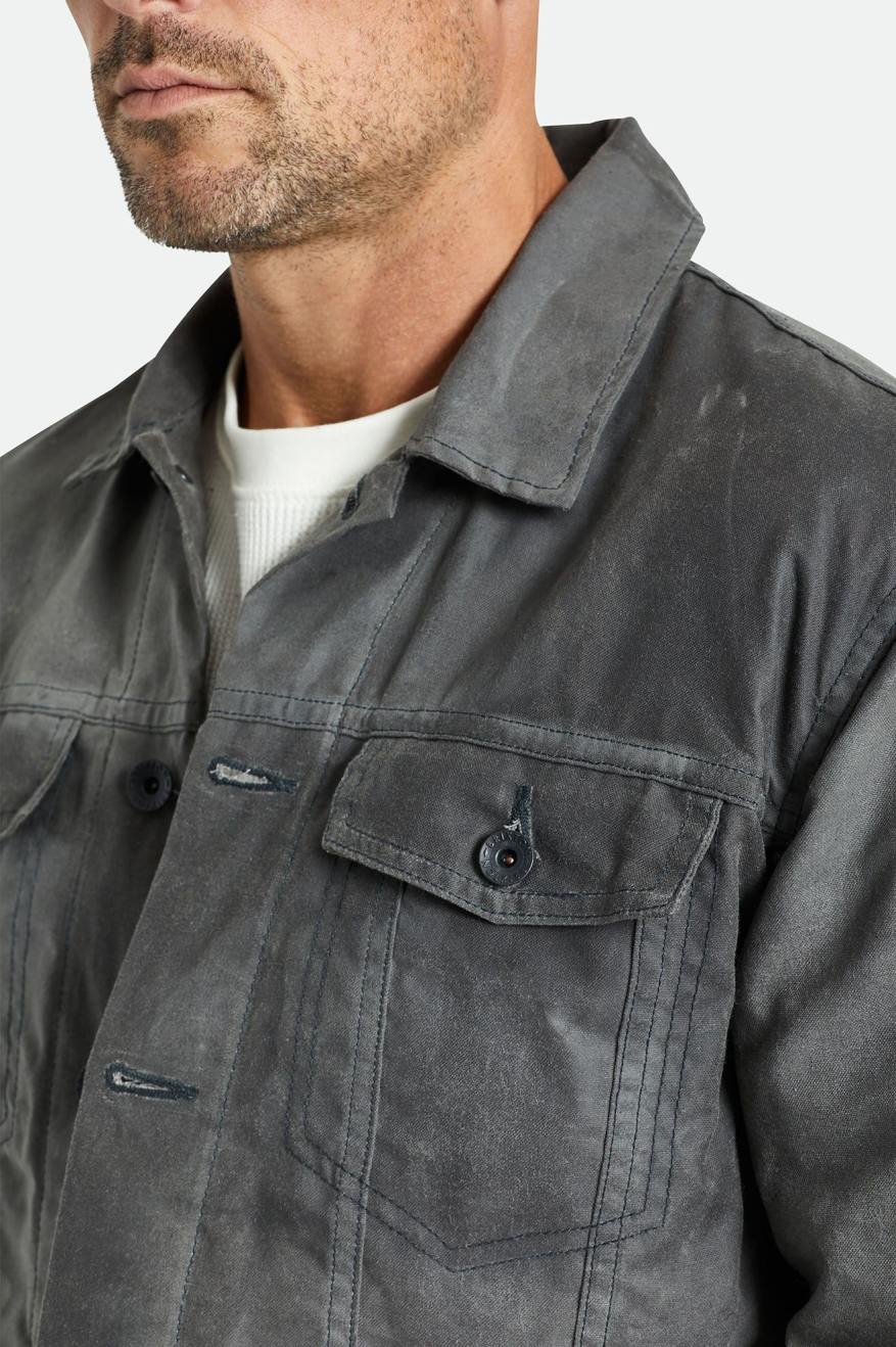 
       Brixton Cable Reserve Waxed Canvas Trucker Jacket - Charcoal
     