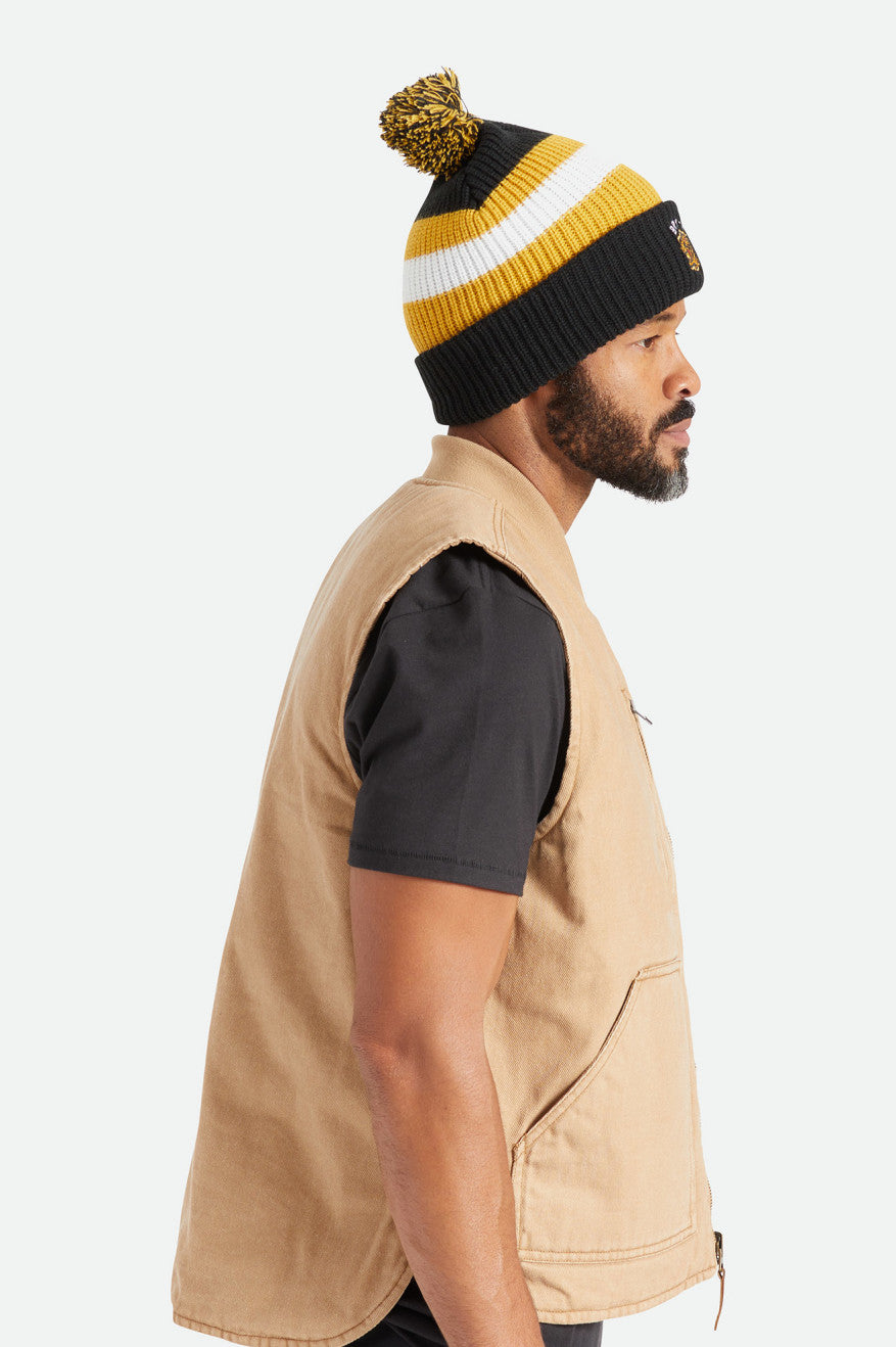 
       Brixton Kit Pom Beanie - Black/Off White/Bright Gold
     