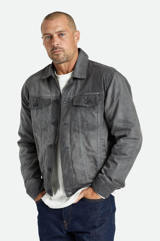 
       Brixton Cable Reserve Waxed Canvas Trucker Jacket - Charcoal
     