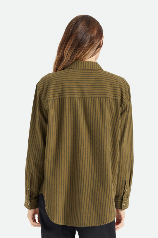 
       Brixton Bowery Boyfriend L/S Flannel - Military Olive Stripe
     