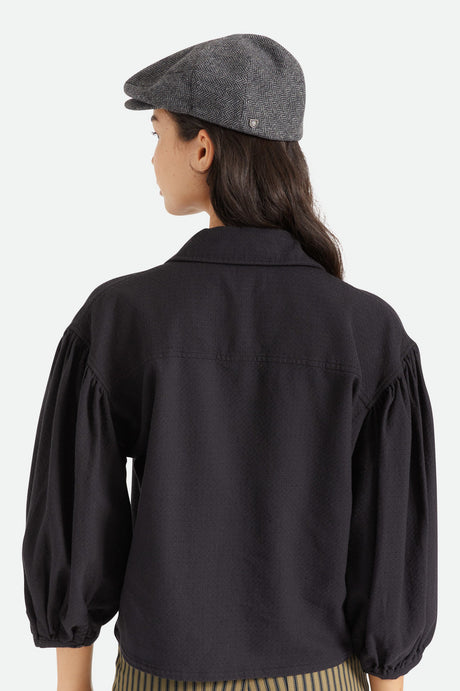 
       Brixton Unisex Hooligan Flat Cap - Grey/Black | Women&#39;s Back Fit
     