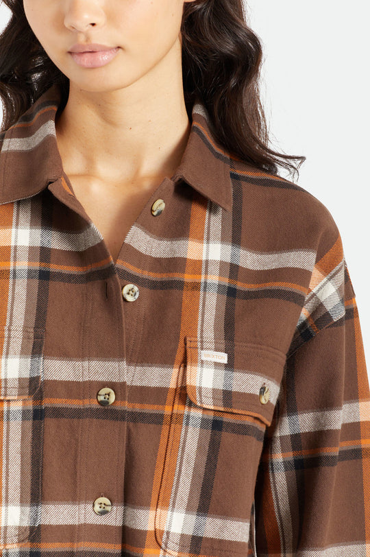 
       Brixton Bowery Women&#39;s L/S Flannel - Seal Brown
     