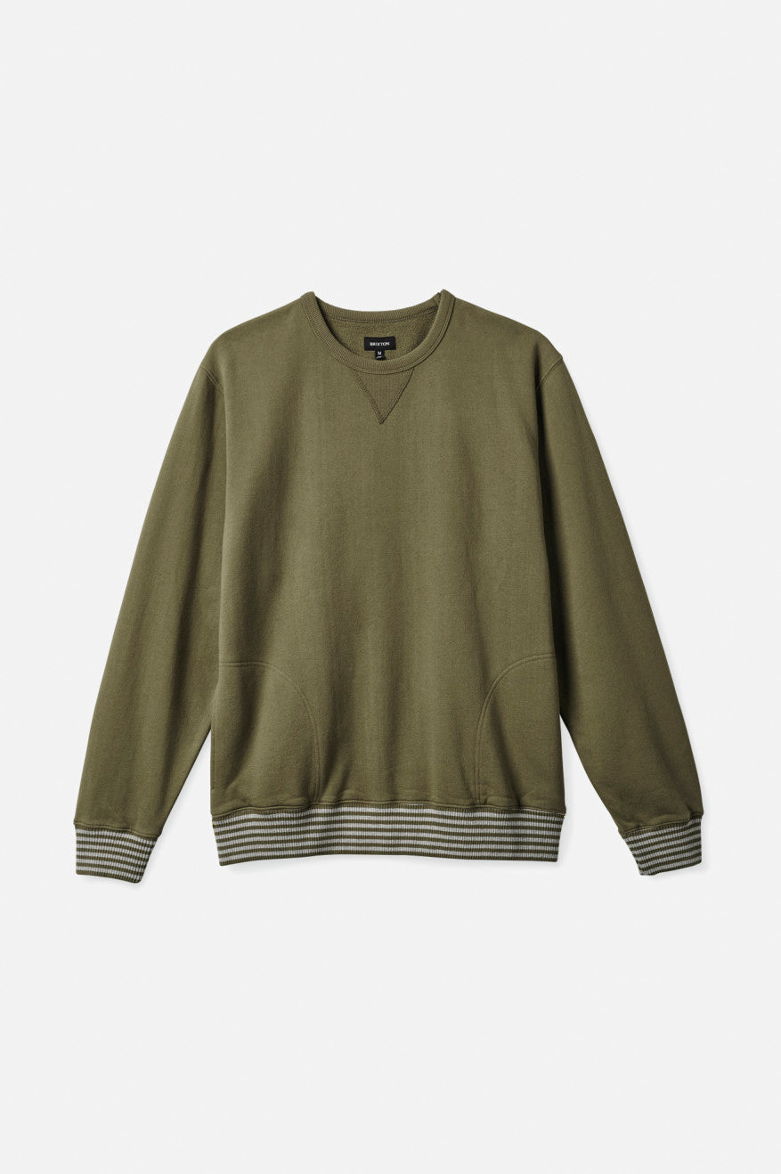 
       Brixton Collegiate Pocket Crew - Military Olive/Heather Grey Worn Wash
     