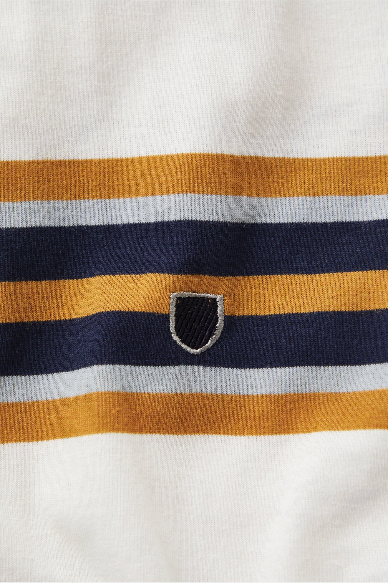 
       Brixton Hilt Shield S/S Knit - Off White/Navy/Medal Bronze
     