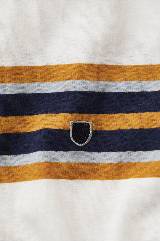 
       Brixton Hilt Shield S/S Knit - Off White/Navy/Medal Bronze
     