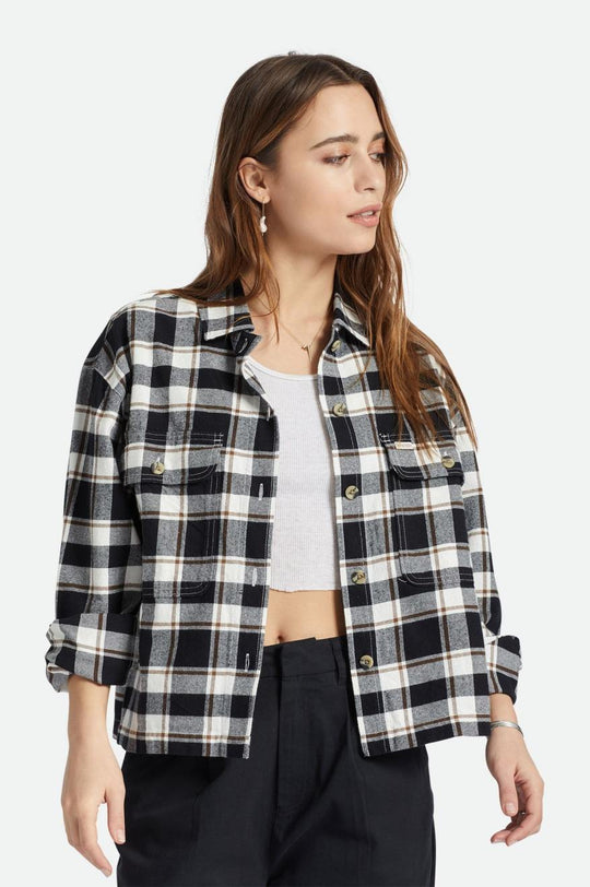 
       Brixton Bowery Women&#39;s Lightweight L/S Flannel - Black/Offwhite
     