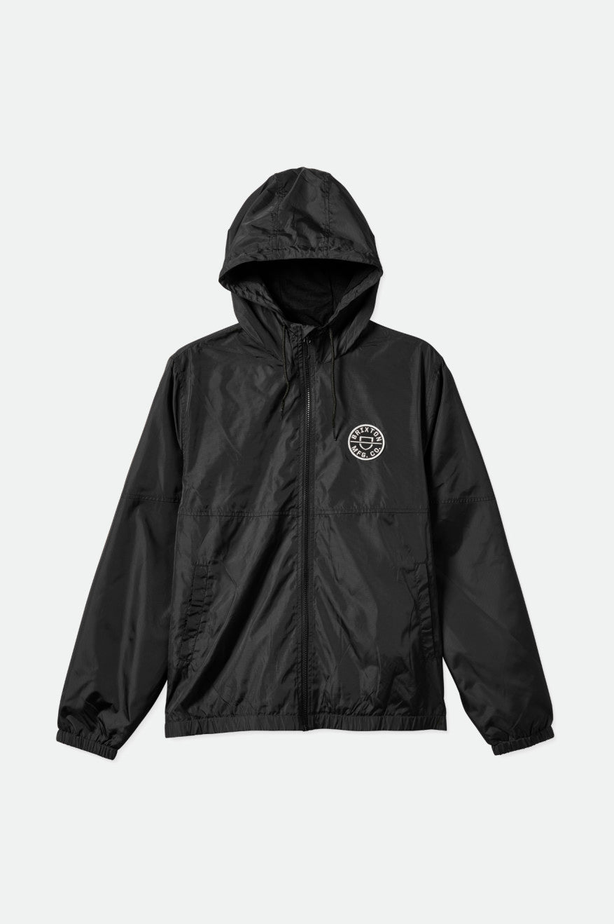 
       Brixton Claxton Crest Lightweight Zip Hood Jacket - Black/Black
     