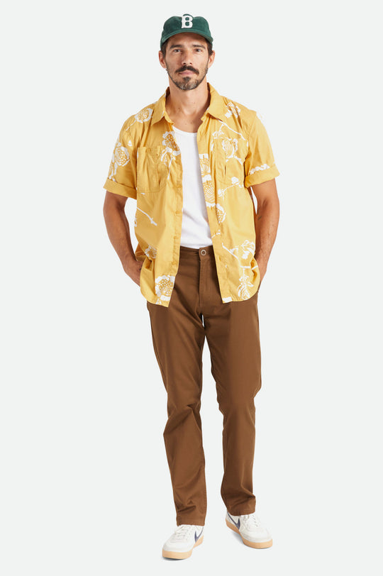 
       Brixton Charter Utility S/S Woven Shirt - Bright Gold/Off White
     