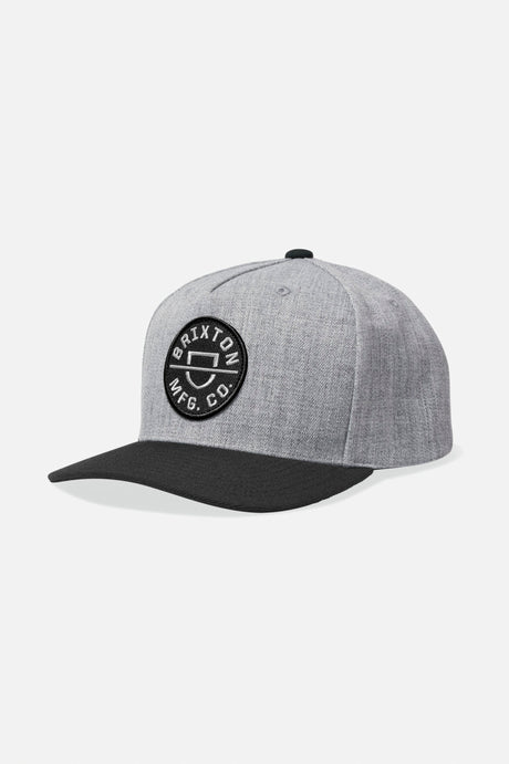 Brixton Men's Crest Netplus Snapback - Heather Grey/Black | Main