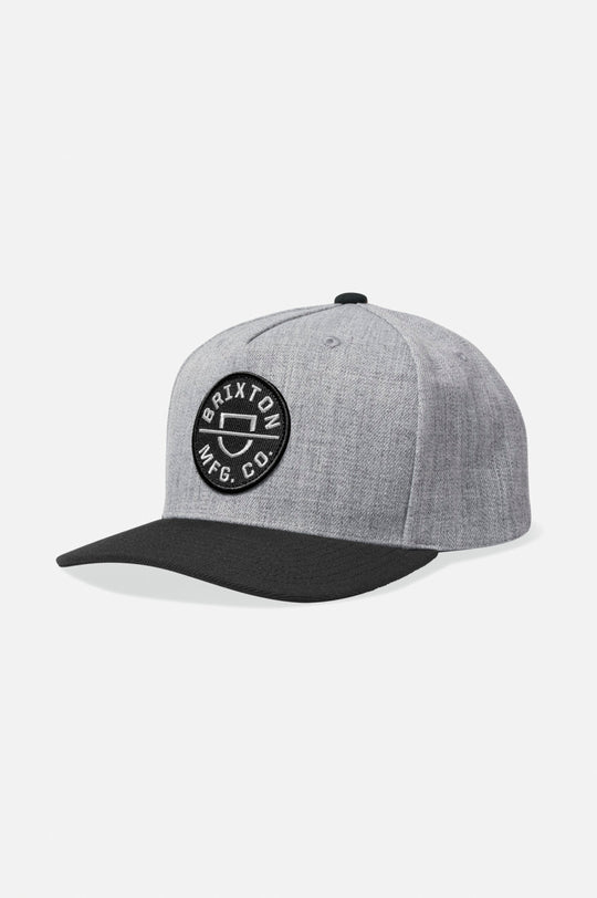 
       Brixton Men&#39;s Crest Netplus Snapback - Heather Grey/Black | Main
     