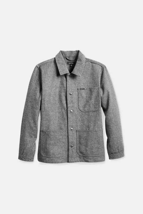 
       Men&#39;s Survey Chore Coat - Black/Grey Herringbone - Front Side
     