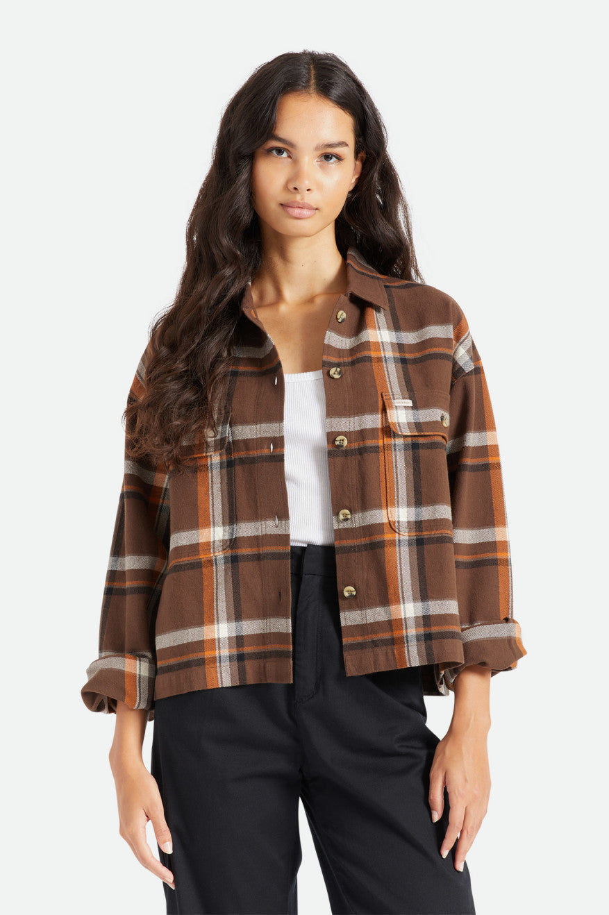 
       Brixton Bowery Women&#39;s L/S Flannel - Seal Brown
     