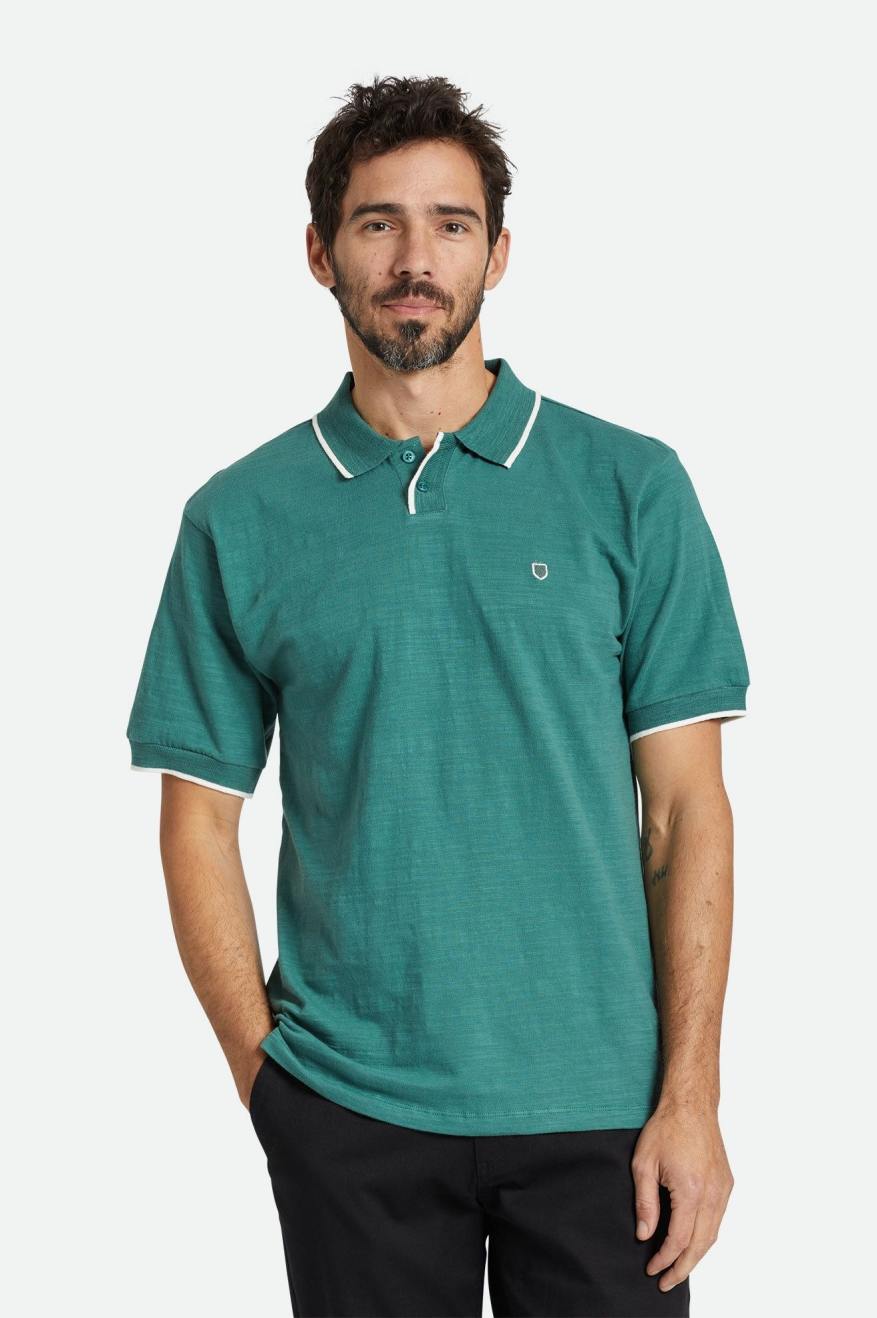 
       Brixton Proper Slub S/S Polo - Spruce/Off White
     