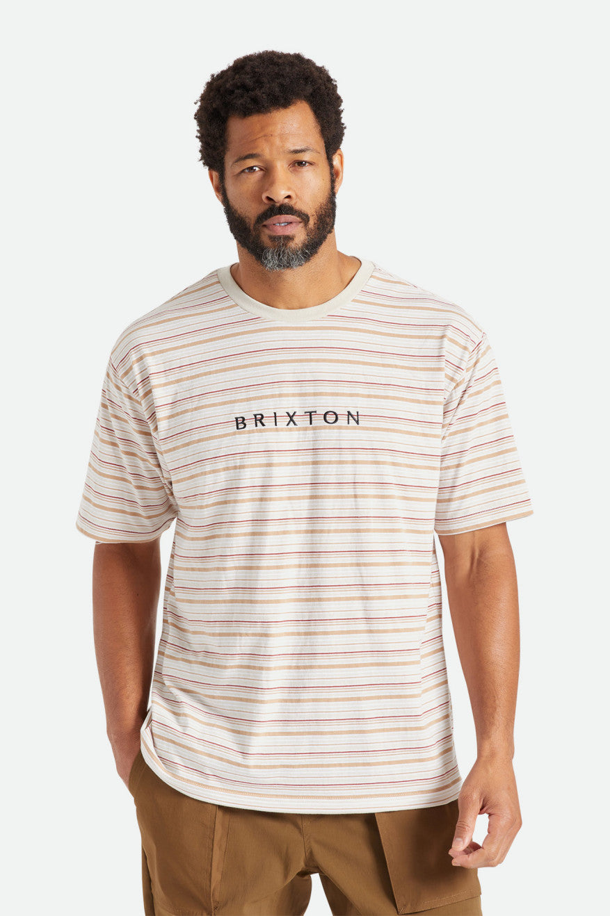 
       Brixton Hilt Boxy Alpha Line S/S Knit - White/Mojave/Beige
     