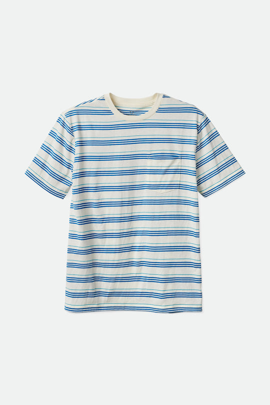 
       Brixton Hilt Alpha Line S/S Knit - Off White/Sky Blue/Teal
     