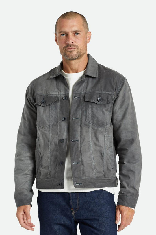 
       Brixton Cable Reserve Waxed Canvas Trucker Jacket - Charcoal
     