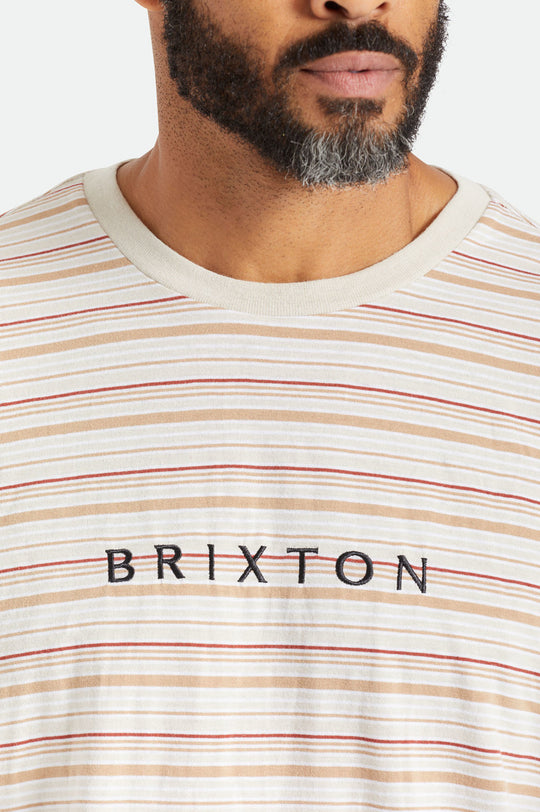 
       Brixton Hilt Boxy Alpha Line S/S Knit - White/Mojave/Beige
     