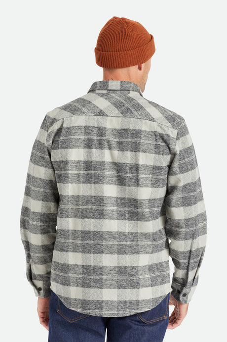 
       Men&#39;s Back Fit Image | Bowery Heavyweight L/S Flannel - Black/Charcoal
     