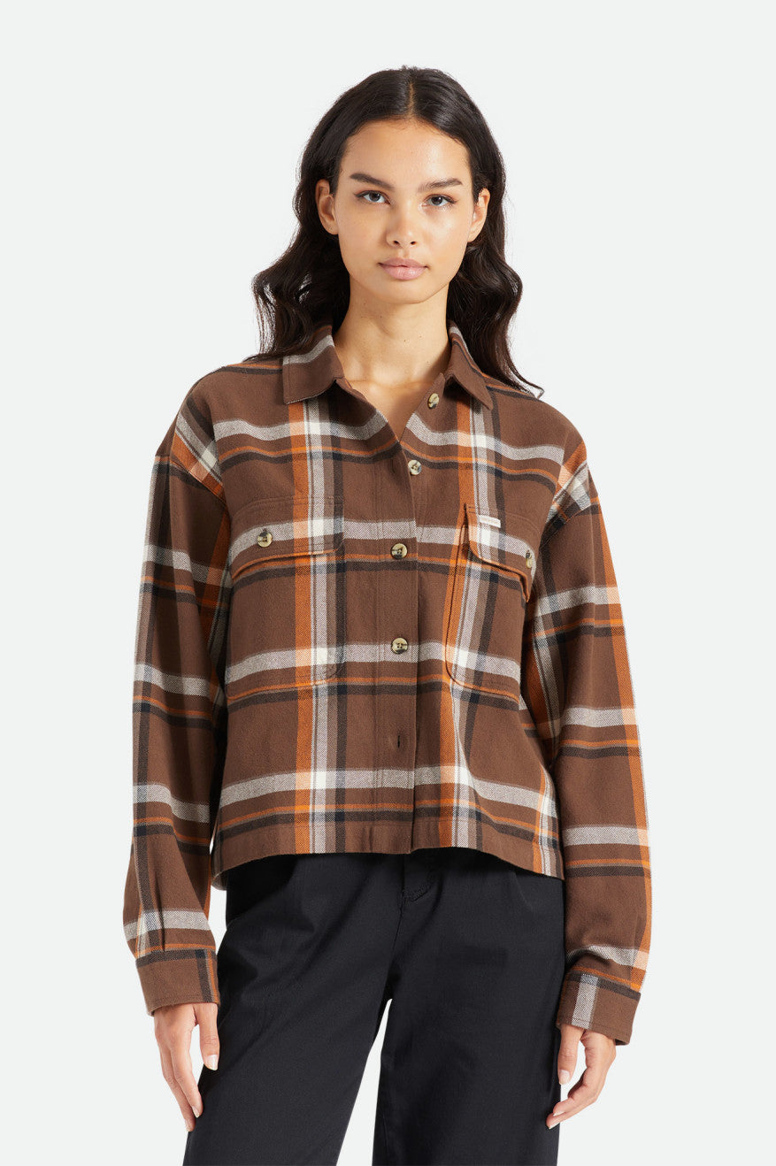 
       Brixton Bowery Women&#39;s L/S Flannel - Seal Brown
     