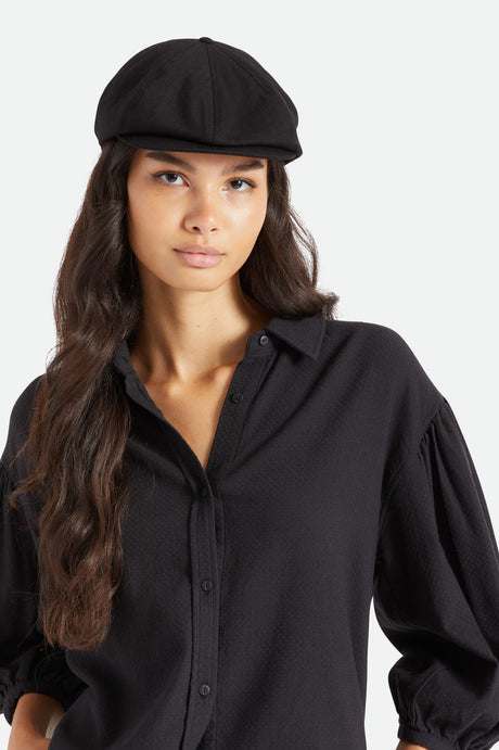 
       Brixton Unisex Brood Newsboy Cap - Black | Women&#39;s Front Fit
     