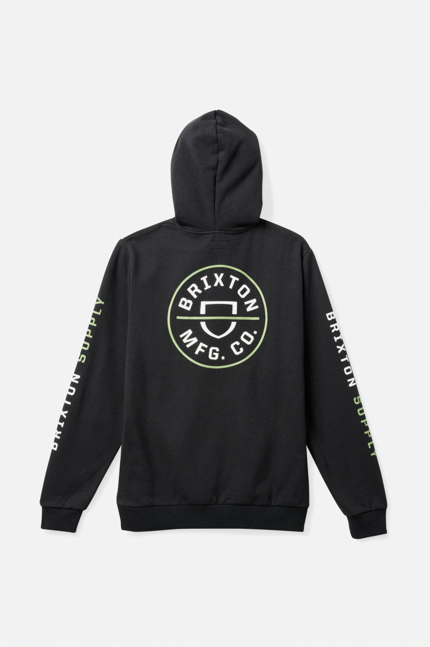 
       Brixton Crest Hood - Black/Epsom Green/White
     